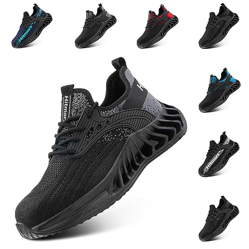 Hitmars Sicherheitsschuhe Herren Arbeitsschuhe Damen Stahlkappe s3 Leicht s1 Schutzschuhe Sicherheitsschuhe Unisex Arbeits Schuhe Stahlkappenschuhe 1 Schwarz EU 36 von Hitmars