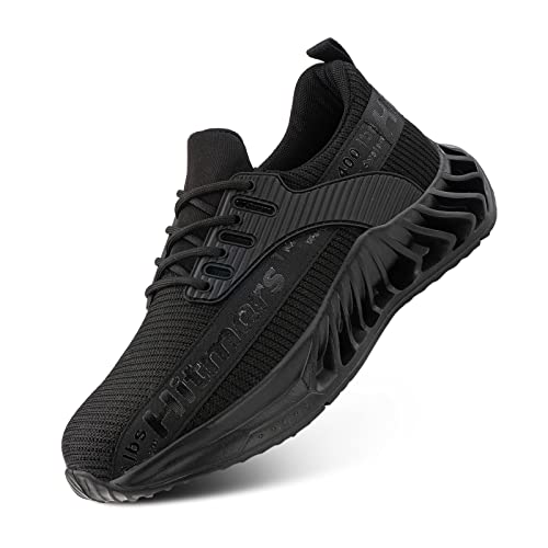 Hitmars Sicherheitsschuhe Herren Arbeitsschuhe mit Stahlkappen Leicht Damen rutschfeste Schutzschuhe IndustrielleB Schwarz-Schwarz EU46 von Hitmars