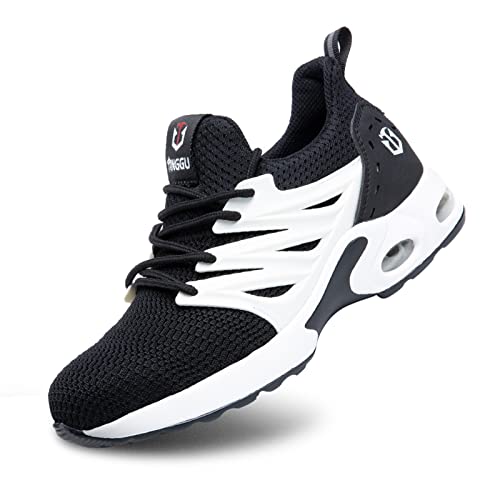 Hitmars Sicherheitsschuhe Herren Damen Arbeitsschuhe Leichte Kochschuhe Bequeme Stahlkappenschuhe rutschfest Arbeit Schuhe Schwarz-Weiss EU 36 von Hitmars