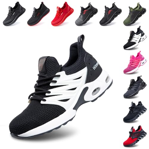 Hitmars Sicherheitsschuhe Herren Damen Arbeitsschuhe Stahlkappenschuhe Arbeitsschutzschuhe Leicht S3 S1 S1P S2 Sommer mit Stahlkappe Unisex Sportlich A Schwarz-Weiß 38 von Hitmars