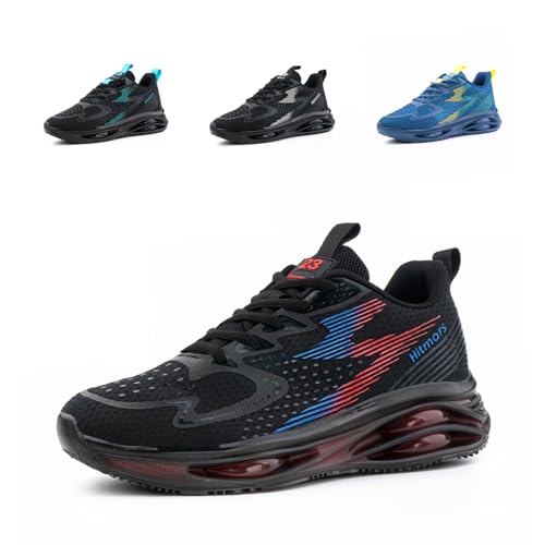 Hitmars Laufschuhe Herren Turnschuhe Sportschuhe Herren Leichte Atmungsaktiv Sneaker Straßenlaufschuhe Joggingschuhe Fitnesss Outdoor Bequeme Freizeit A Schwarz Rot EU 42 von Hitmars