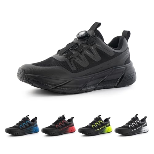 Hitmars Sneaker Sportschuhe Herren Laufschuhe Turnschuhe Straßenlaufschuhe Joggingschuhe Leichtgewichts Mesh Drehknopf rutschfeste Ugr830 Schwarz EU 42 von Hitmars
