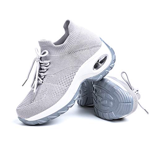 Hitmars Sneakers Damen Turnschuhe Laufschuhe Sportschuhe Frauen Air Knit Mesh Atmungsaktive Leichte Luftpolster Lässig Bequem 1-Grau Größe 41 Hitmars Sneakers Damen Turnschuhe Laufschuhe Sportschuhe Frauen Air Knit Mesh Atmungsaktive Leichte Luftpolster Lässig Bequem 1-Grau Größe 41 von Hitmars