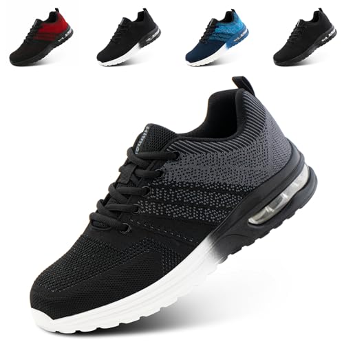 Hitmars Sportschuhe Herren Turnschuhe Laufschuhe Damen Running Sneaker Sport Schuhe Straßenlaufschuhe Luftkissen Atmungsaktiv Gym Tennis Grau EU 47 von Hitmars