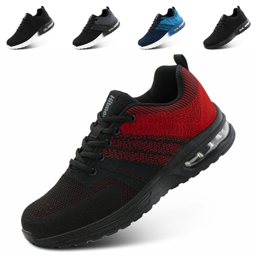 Hitmars Sportschuhe Herren Turnschuhe Laufschuhe Damen Running Sneaker Sport Schuhe Straßenlaufschuhe Luftkissen Atmungsaktiv Gym Tennis Rot EU 43 von Hitmars