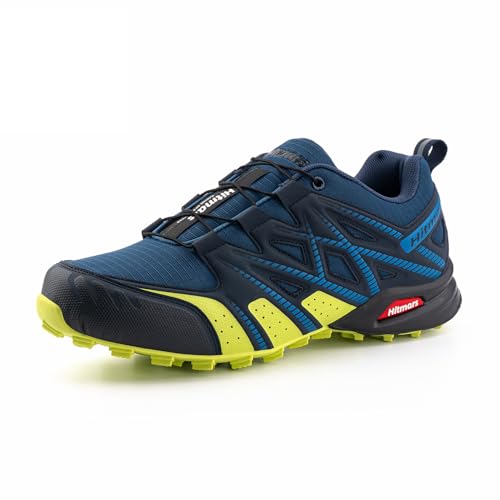 Hitmars Trailrunning Schuhe Traillaufschuhe Herren Damen Wanderschuhe Trail Running Schuhe Trekking Turnschuhe Outdoor Laufschuhe Leicht Atmungsaktiv Blau-Grün EU 44 von Hitmars