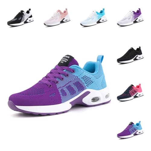 Hitmars Laufschuhe Damen Sportschuhe Turnschuhe Frauen Luftpolster Leicht Straßenlaufschuhe Stoßdämpfend Sneaker Atmungsaktiv rutschfest Fitness Running Outdoor UDI1-Lila EU37 von Hitmars