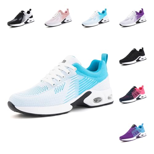 Hitmars Laufschuhe Damen Sportschuhe Turnschuhe Frauen Luftpolster Leicht Straßenlaufschuhe Stoßdämpfend Sneaker Atmungsaktiv rutschfest Fitness Running Outdoor UDI2-Blau EU41 von Hitmars