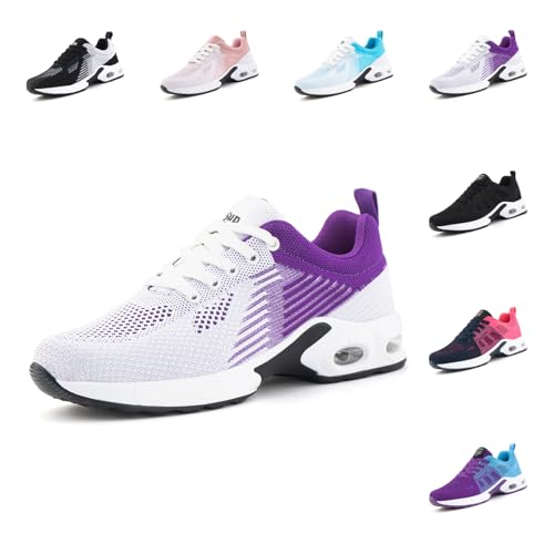 Hitmars Laufschuhe Damen Sportschuhe Turnschuhe Frauen Luftpolster Leicht Straßenlaufschuhe Stoßdämpfend Sneaker Atmungsaktiv rutschfest Fitness Running Outdoor UDI2-Lila EU40 von Hitmars
