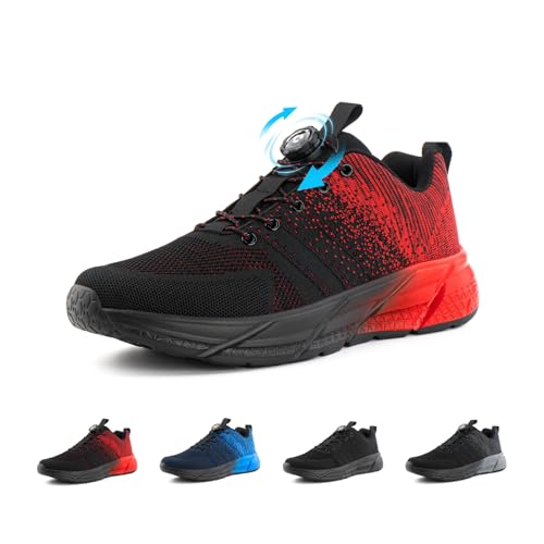 Hitmars Turnschuhe Herren Damen Laufschuhe Sportschuhe Leicht rutschfeste Sneaker Running Fitness Outdoor Männer Straßenlaufschuhe Mesh UDI1-Rot EU39 von Hitmars