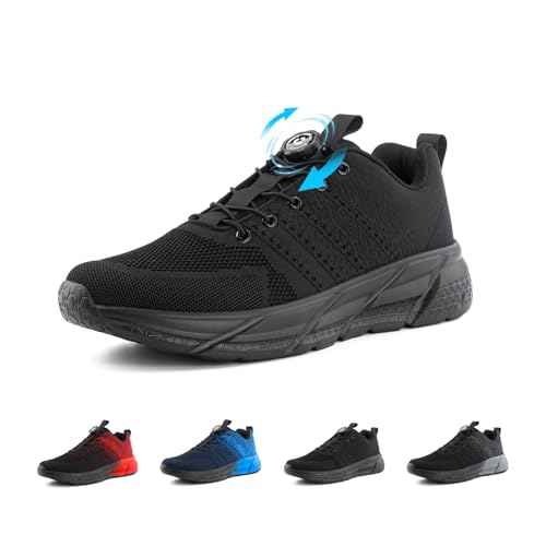 Hitmars Turnschuhe Herren Damen Laufschuhe Sportschuhe Leicht rutschfeste Sneaker Running Fitness Outdoor Männer Straßenlaufschuhe Mesh UDI1-Schwarz EU37 von Hitmars