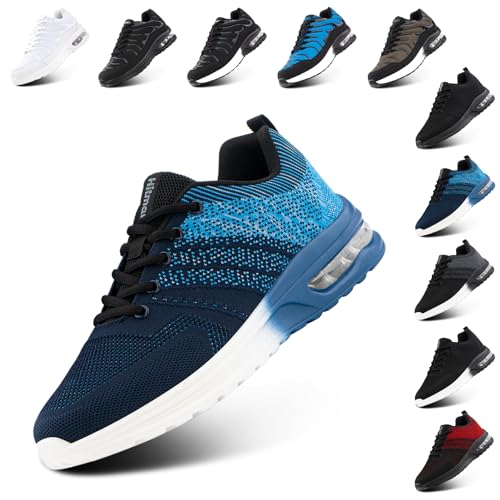 Hitmars Turnschuhe Herren Damen Sneaker Laufschuhe Air Luftpolster Sportschuhe Joggingschuhe Running Sport Schuhe Leicht Atmungsaktiv Fitness Outdoor Blau EU 48 von Hitmars