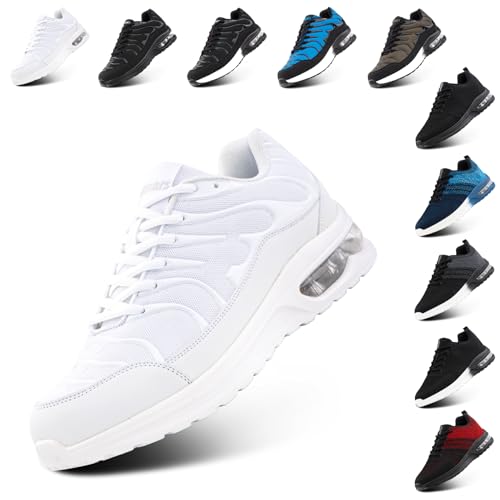 Hitmars Turnschuhe Herren Damen Sneaker Laufschuhe Air Luftpolster Sportschuhe Joggingschuhe Running Sport Schuhe Leicht Atmungsaktiv Fitness Outdoor Weiß EU 37 von Hitmars