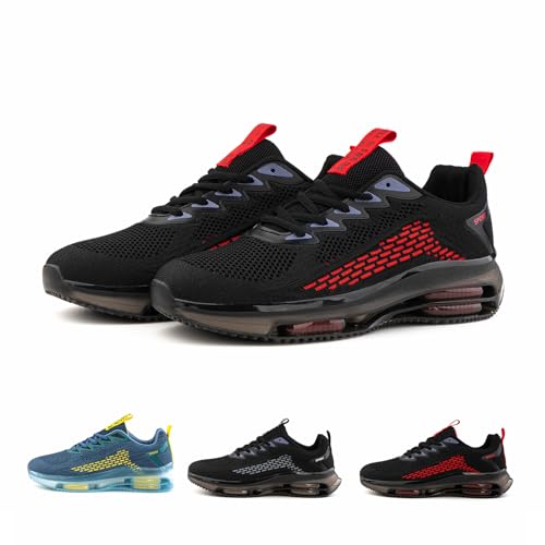 Hitmars Turnschuhe Herren Laufschuhe Herren Sportschuhe Atmungsaktiv Joggingschuhe Leicht Walkingschuhe Outdoor Laufschuhe Sport Run Sneaker Herren N2 Schwarz und Rot Größe 39 EU von Hitmars