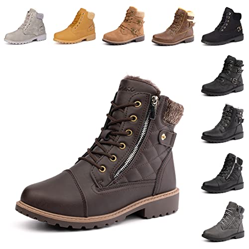 Hitmars Winterschuhe Damen Gefüttert Winterstiefel Winter Stiefeletten Boots Frauen Schuhe Warm Rutschfeste 2 Dunkelbraun EU 38 von Hitmars