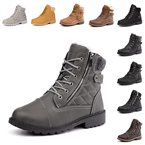 Hitmars Winterschuhe Damen Gefüttert Winterstiefel Winter Stiefeletten Boots Frauen Schuhe Warm Rutschfeste 2 Grau EU 42 von Hitmars