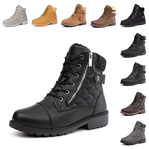 Hitmars Winterschuhe Damen Gefüttert Winterstiefel Winter Stiefeletten Boots Frauen Schuhe Warm Rutschfeste 2 Schwarz (2) EU 38 von Hitmars