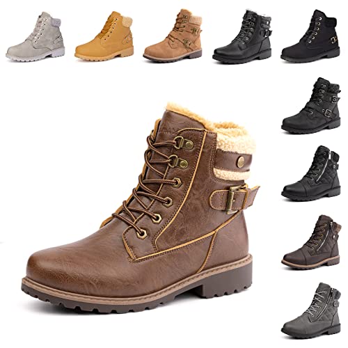 Hitmars Winterschuhe Damen Gefüttert Winterstiefel Winter Stiefeletten Boots Frauen Schuhe Warm Rutschfeste 3 Dunkelbraun EU 37 von Hitmars