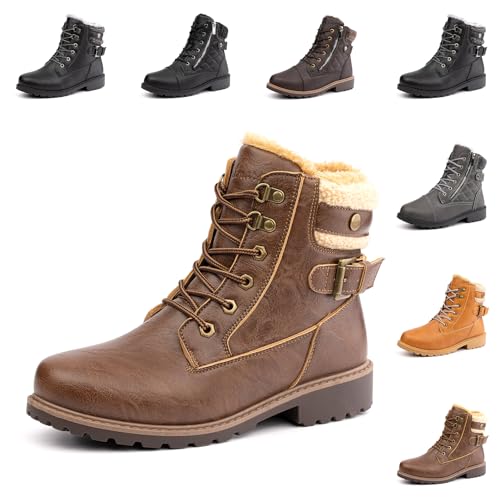 Hitmars Winterstiefel Damen Winterschuhe Warme Gefüttert Kurzschaft Absatz Stiefel Winter Stiefeletten Schneestiefel Dunkel Braun EU 40 von Hitmars