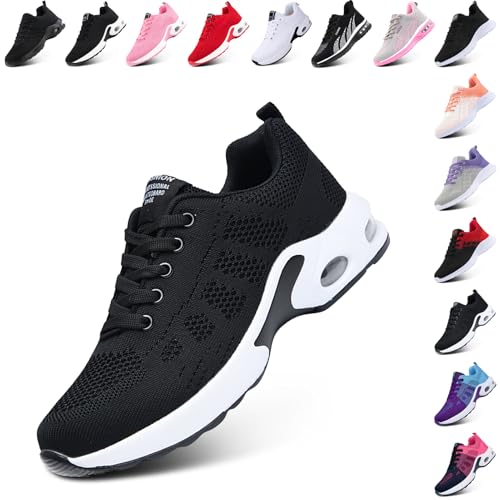 Hitmars Laufschuhe Damen Sportschuhe Luftpolste Turnschuhe rutschfeste Leichtgewichts Atmungsaktiv Straßenlaufschuhe Sneaker Joggingschuhe Fitness Walkingschuhe Schuhe Schwarz EU 41 von Hitmars