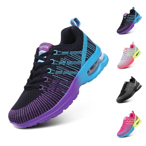 Hitmars Laufschuhe Damen Sportschuhe Luftpolster Atmungsaktiv Turnschuhe rutschfeste Leichtgewichts Straßenlaufschuhe Sneaker Joggingschuhe Walkingschuhe Fitness Schuhe Schwarz EU 36 von Hitmars