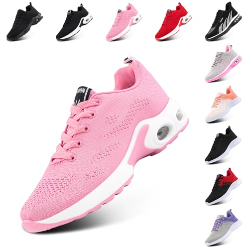 Hitmars Laufschuhe Damen Sportschuhe Turnschuhe Atmungsaktiv Luftpolster rutschfeste Leichtgewichts Straßenlaufschuhe Sneaker Joggingschuhe Walkingschuhe Fitness Schuhe Rosa EU 40 von Hitmars