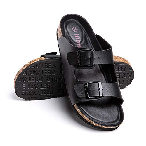 Pantoletten Herren Bequeme Damen Zehentrenner Leicht rutschfest Sandalen Unisex Sommer Strand Schwimmbad Slipper Schwarz Weiß 4 Größe 40 von Hitmars
