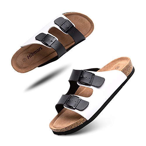 Pantoletten Herren Bequeme Damen Zehentrenner Leicht rutschfest Sandalen Unisex Sommer Strand Schwimmbad Slipper Schwarz Weiß 4 Größe 47 von Hitmars