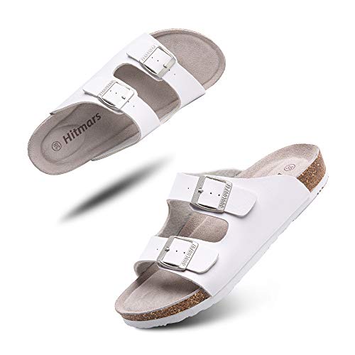 Pantoletten Herren Bequeme Damen Zehentrenner Leicht rutschfest Sandalen Unisex Sommer Strand Schwimmbad Slipper Weiß 4 Größe 39 von Hitmars