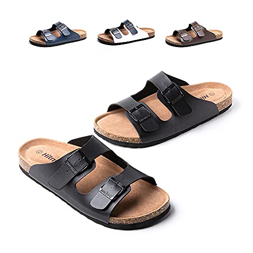 Pantoletten Herren Zehentrenner Leder Synthetik Flip Flops Fussbett Sommer Sandalen Männer Offener Zeh Slides Hausschuhe A Schwarz 40 EU Pantoletten Herren Zehentrenner Leder Synthetik Flip Flops Fussbett Sommer Sandalen Männer Offener Zeh Slides Hausschuhe A Schwarz 40 EU von Hitmars