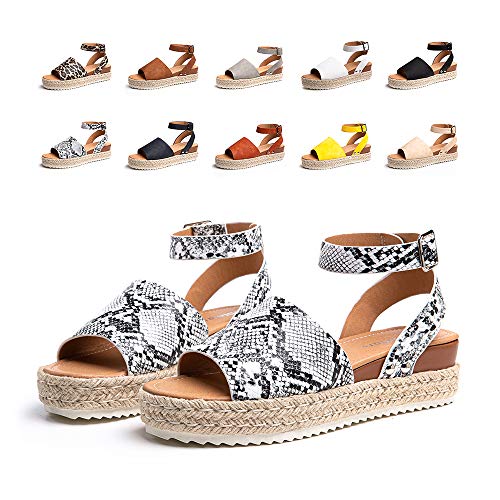 Plateau Sandalen Damen Sommer Espadrilles Sandalen Frauen Casual Keilsandalen Mode Peep Toe Strand 5.5CM 01 Schlange Größe 39 von Hitmars