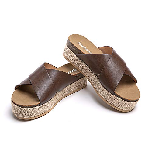 Sandalen Damen Pantoletten Keilabsatz Sommer Strand Espadrilles Frauen Offener Zeh Cross Strap Hausschuhe Plateau 5.3cm 1-Dunkelbraun EU41 Sandalen Damen Pantoletten Keilabsatz Sommer Strand Espadrilles Frauen Offener Zeh Cross Strap Hausschuhe Plateau 5.3cm 1-Dunkelbraun EU41 von Hitmars