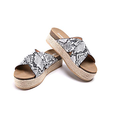 Sandalen Damen Pantoletten Keilabsatz Sommer Strand Espadrilles Frauen Offener Zeh Cross Strap Hausschuhe Plateau 5.3cm 1-Python EU38 Sandalen Damen Pantoletten Keilabsatz Sommer Strand Espadrilles Frauen Offener Zeh Cross Strap Hausschuhe Plateau 5.3cm 1-Python EU38 von Hitmars