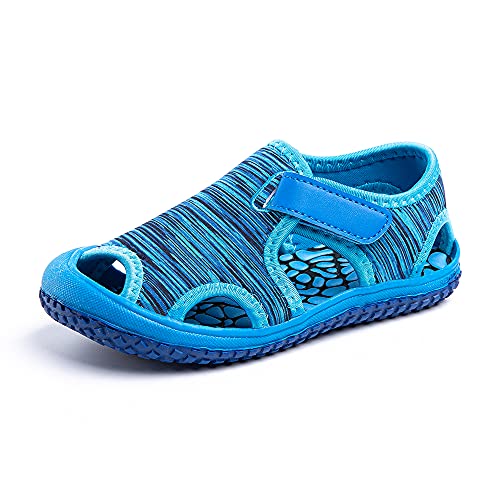 Hitmars Sandalen Kinder Junge Atmungsaktive Aquaschuhe Kinder Sommer Anti-Rutsch Sandalen Mädchen Strand Tarnfarbe Blau Größe 27 von Hitmars