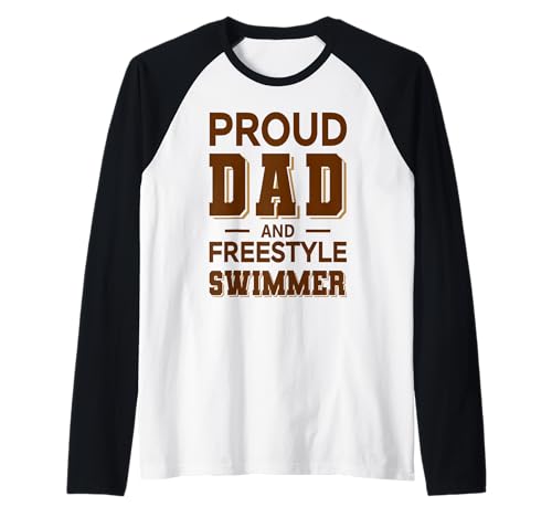 Herren Proud Dad Freestyle Swimmer Design braun voll Raglan von Hito & Ece Family Love