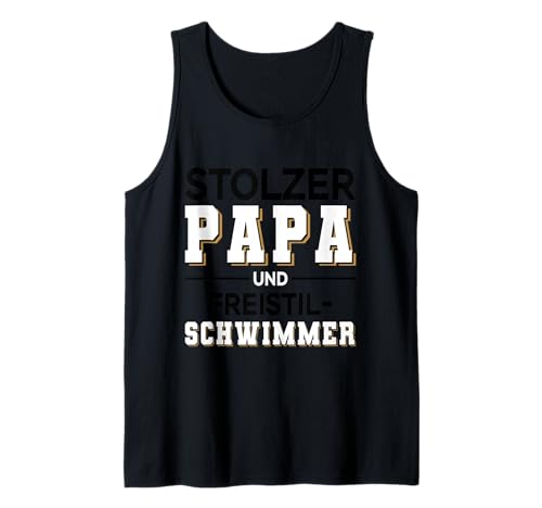 Herren Stolzer Papa Freistil Schwimmer Design schwarz weiß Tank Top von Hito & Ece Family Love