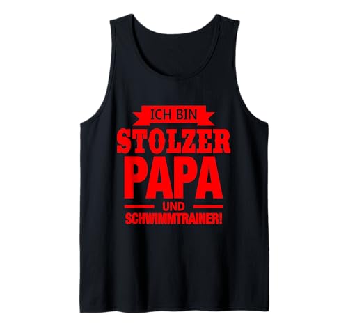 Herren Stolzer Papa Schwimmtrainer Geschenk rot voll Tank Top von Hito & Ece Family Love