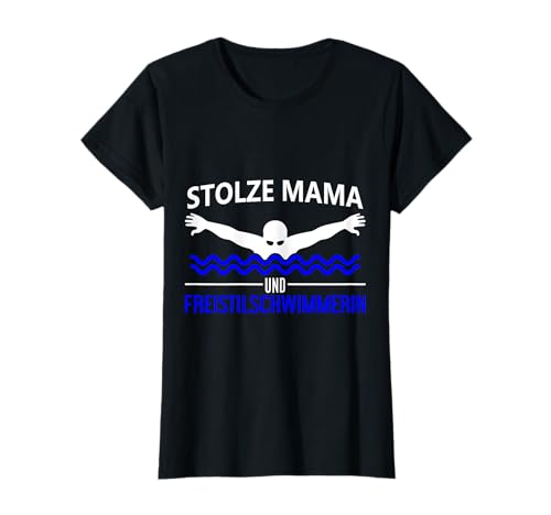 Stolze Freestyle Schwimm Mama dunkelblau weiß T-Shirt Stolze Freestyle Schwimm Mama dunkelblau weiß T-Shirt von Hito & Ece Family Love