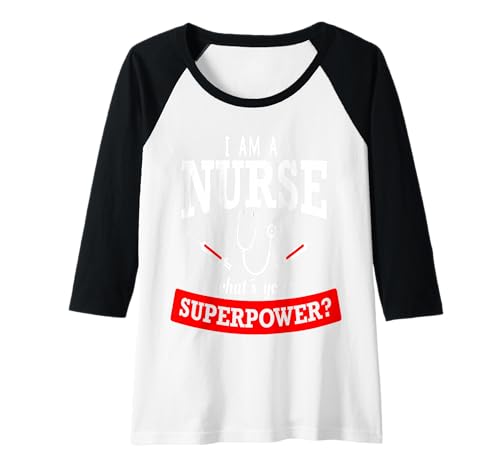 Damen Lustiges Krankenschwester-Superpower-Geschenk-Design für Krankenschwestern, Rot/Weiß Raglan Damen Lustiges Krankenschwester-Superpower-Geschenk-Design für Krankenschwestern, Rot/Weiß Raglan von Hito & Ece Funny Job Quotes