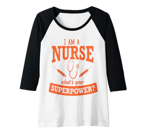 Damen Lustiges Krankenschwester-Superpower-Geschenk-Design für Krankenschwestern, orange voll Raglan Damen Lustiges Krankenschwester-Superpower-Geschenk-Design für Krankenschwestern, orange voll Raglan von Hito & Ece Funny Job Quotes