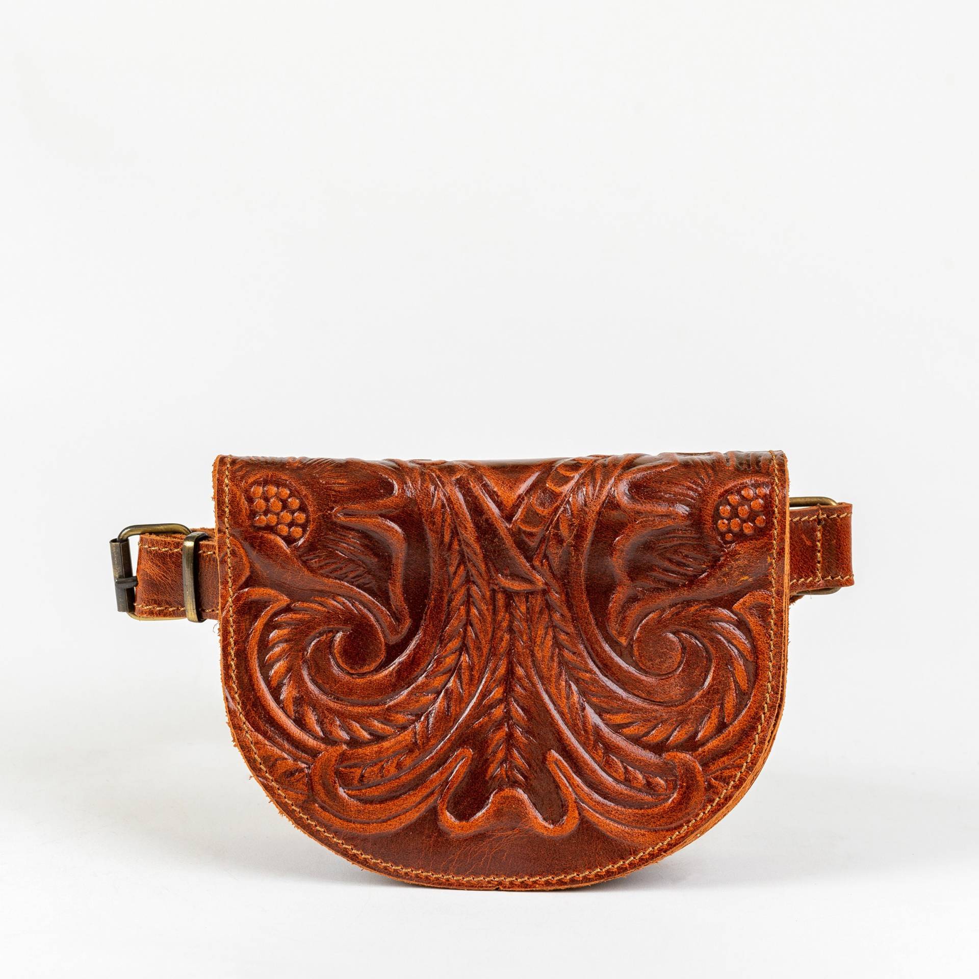 Gürteltasche Aus Punziertem Leder Honig Braune von HitonasCOM