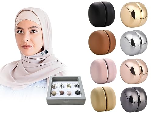 8 Paar Hijab Magnetische Pins, Hitopin Magnetischer Hijab Clip,Starke Keine Lochstifte Broschen, Schal Pins, Hijab Magnetischer Brosche, Magnetische Schal Brosche,Runde Hijab Brosche, für Fester Schal von Hitopin
