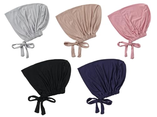 Hitopin 5 Stücke Muslimische Kopftuchmütze, Frauen Hijab Unterkappe mit Tie Back Verschluss, Elastische Atmungsaktive Hijab für Frauen Hitopin 5 Stücke Muslimische Kopftuchmütze, Frauen Hijab Unterkappe mit Tie Back Verschluss, Elastische Atmungsaktive Hijab für Frauen von Hitopin