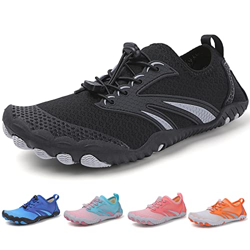 Hitopteu Badeschuhe Herren Damen Wasserschuhe Leicht Atmungsaktiv Schwimmschuhe Schnell Trocknend rutschfest Aquaschuhe Strand Surfen Barfußschuhe Gr.35-45 EU 558 Schwarz 39 EU von Hitopteu