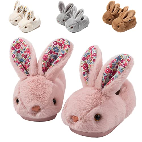 Hitopteu Hausschuhe Kinder Junge Mädchen Plüsch Hasen Hausschuhe Baby Winter warme Pantoffeln weicher rutschfester Slipper für Kleinkinder Rosa A 24/25 EU 170 von Hitopteu