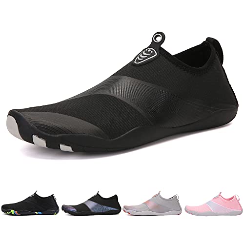 Hitopteu Badeschuhe Herren Damen Wasserschuhe Leicht Atmungsaktiv Schwimmschuhe Schnell Trocknend rutschfest Aquaschuhe Strand Surfen Barfußschuhe Gr.35-45 EU Schwarz 888 42 EU von Hitopteu