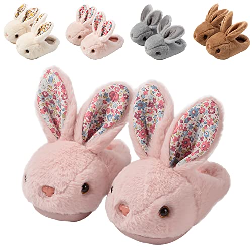 Hitopteu Hausschuhe Kinder Junge Mädchen Plüsch Hasen Hausschuhe Baby Winter warme Pantoffeln weicher rutschfester Slipper für Kleinkinder Rosa 24/25 EU 160 von Hitopteu