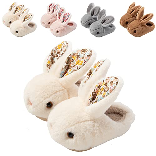 Hitopteu Hausschuhe Kinder Junge Mädchen Plüsch Hasen Hausschuhe Baby Winter warme Pantoffeln weicher rutschfester Slipper für Kleinkinder Weiß 23/24 EU 150 von Hitopteu