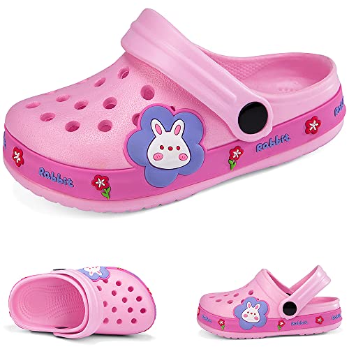 Hitopteu Kinder Clogs Dinosaurier Gartenschuhe Pantoffeln Gartenclogs Pink Kaninchen EU 26 von Hitopteu