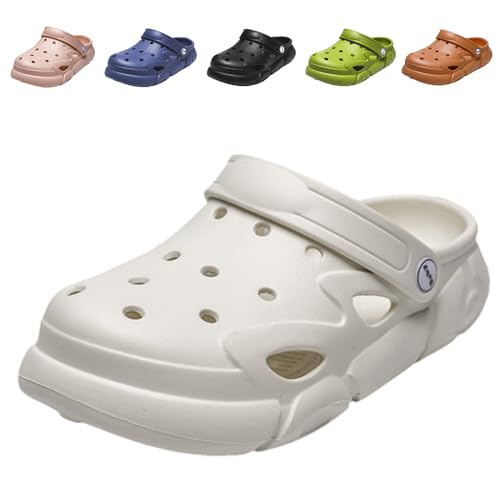 Hitopteu Kinder Clogs Gartenschuhe Dinosaurier Pantoffeln Leicht Gartenclogs rutschfeste Slippers Beige 180 EU 26-27 von Hitopteu